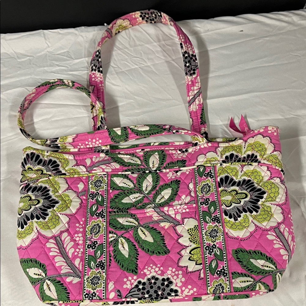 Floral Pink and Green Tote Bag